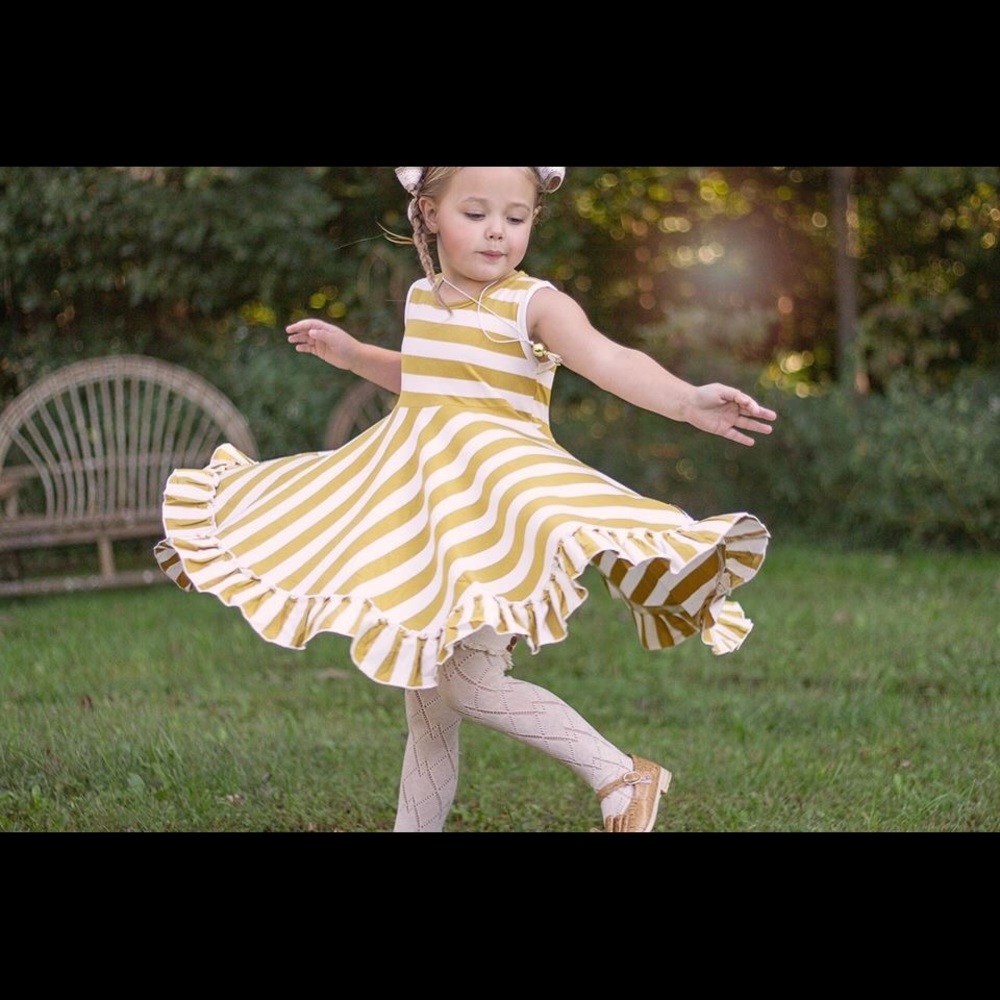 Boutique twirl dress striped 5t